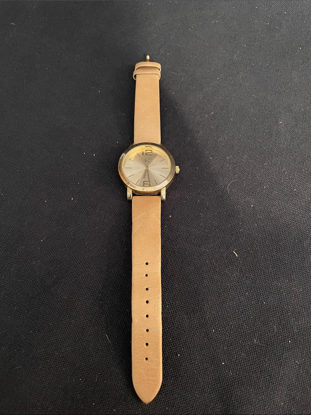 Charming Charlie Gold Case Watch with Tan Strap
